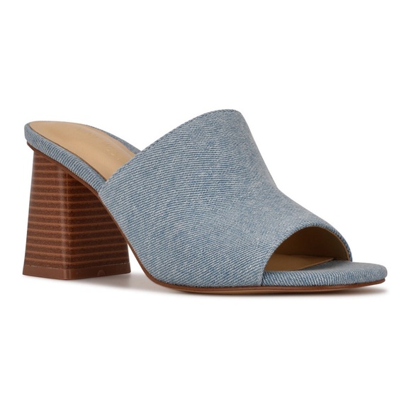 Nine West Shoes - NWT Nine West Wylow Heeled Slide Sandals Blue Denim Size 9.5